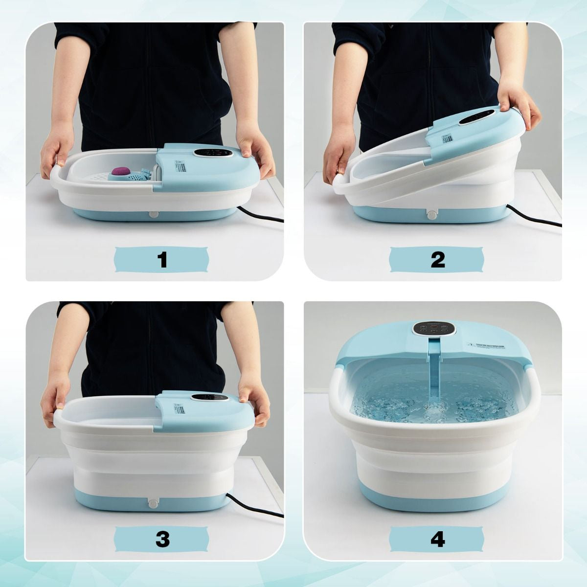 Bain de Pieds Massant Pliable avec Télécommande - Soulagement Instantané et Température Réglable en Vert/Bleu/Vert Foncé