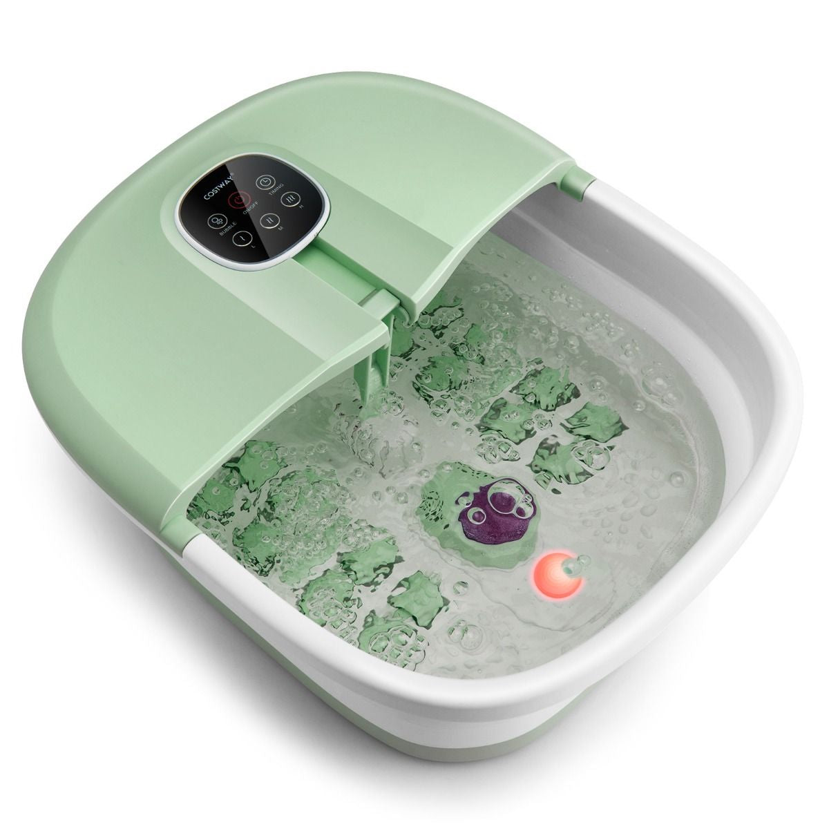 Bain de Pieds Massant Pliable avec Télécommande - Soulagement Instantané et Température Réglable en Vert/Bleu/Vert Foncé
