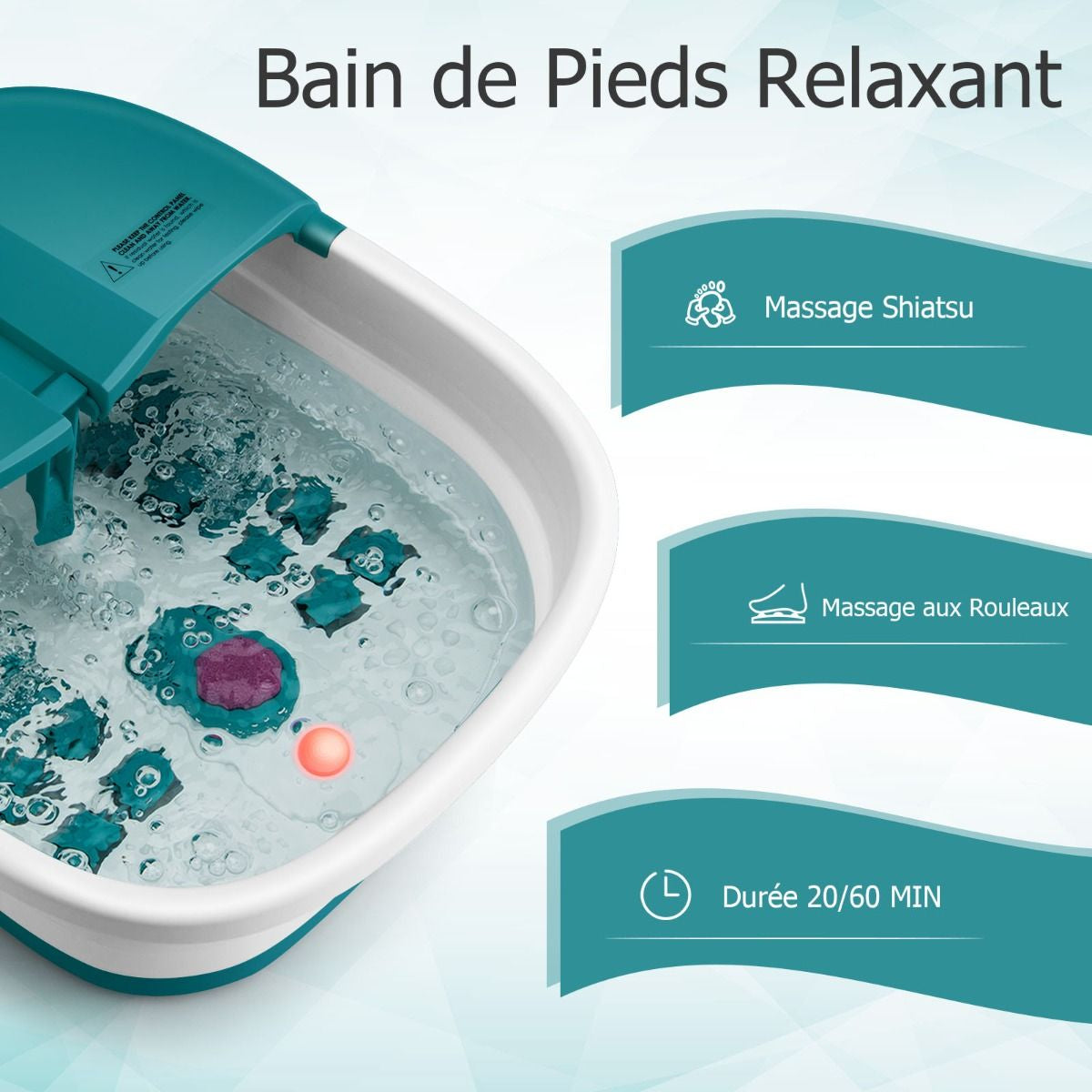 Bain de Pieds Massant Pliable avec Télécommande - Soulagement Instantané et Température Réglable en Vert/Bleu/Vert Foncé