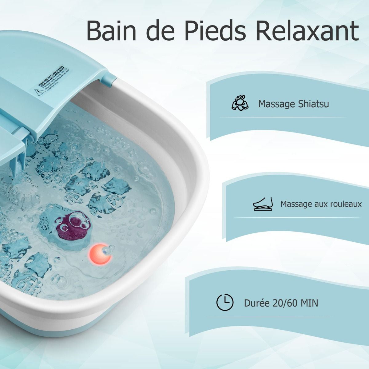 Bain de Pieds Massant Pliable avec Télécommande - Soulagement Instantané et Température Réglable en Vert/Bleu/Vert Foncé